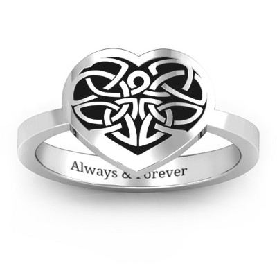 Oxidized Silver Celtic Heart Ring - Name My Jewellery
