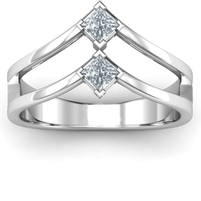 Peaks and Valleys Geometric Ring With Princess Stones  - Name My Jewellery