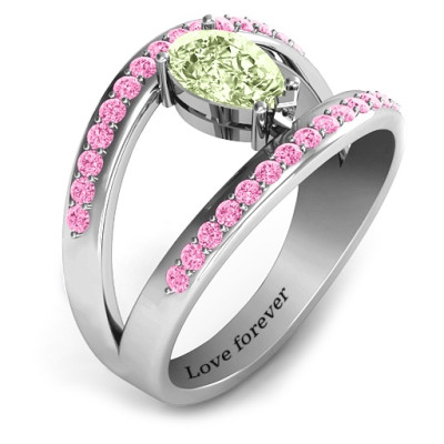 Pear With Flair Ring with Accents - Name My Jewellery