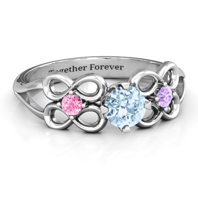 Quad Infinity Ring with Centre stone and Dual Accent Ring  - Name My Jewellery