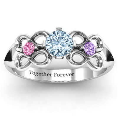 Quad Infinity Ring with Centre stone and Dual Accent Ring  - Name My Jewellery
