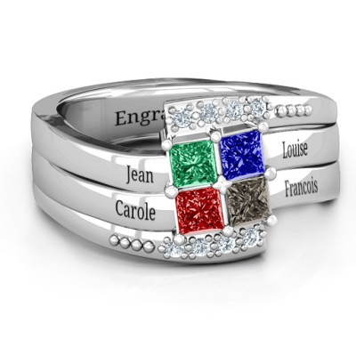 Quad Princess Stone Ring with Accents  - Name My Jewellery