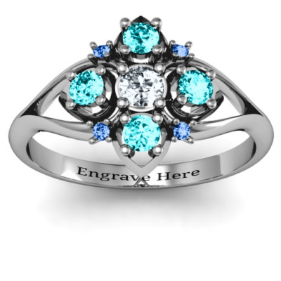 Round Stone  Beehive  Bloom Ring with Acccents  - Name My Jewellery