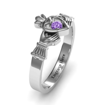 Round Stone Claddagh Ring  - Name My Jewellery