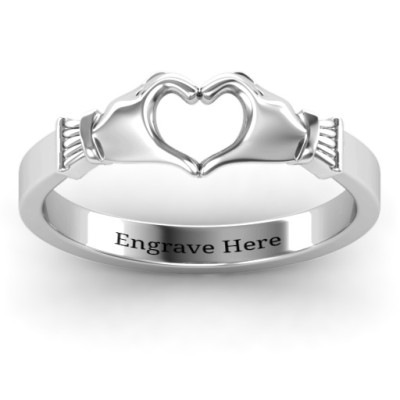 Sculpted Hand Heart Ring - Name My Jewellery