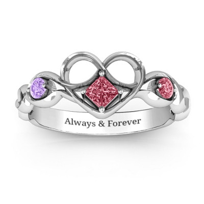 Shimmering Infinity Princess Stone Heart Ring  - Name My Jewellery