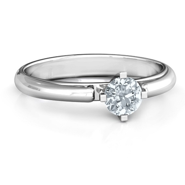 Ski Tip Solitaire Round Ring - Name My Jewellery