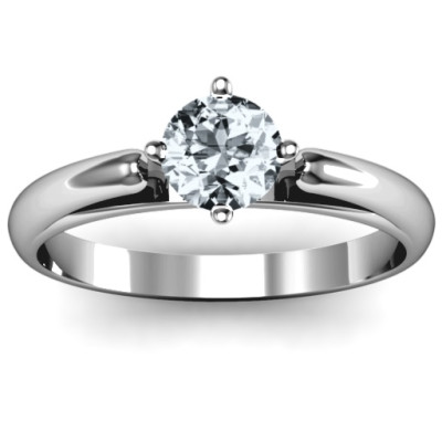 Ski Tip Solitaire Round Ring - Name My Jewellery