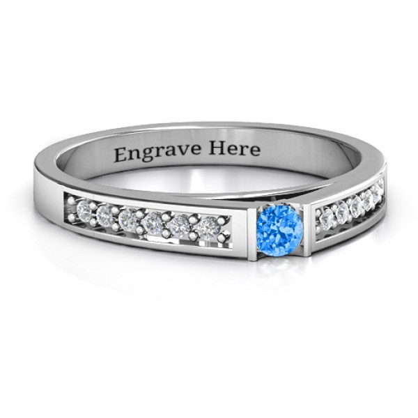 Solitaire Bridge Ring with Shoulder Accents - Name My Jewellery