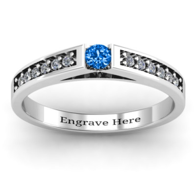 Solitaire Bridge Ring with Shoulder Accents - Name My Jewellery