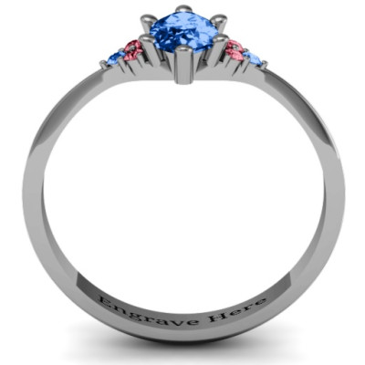 Solitaire Oval with Triple Accents Ring - Name My Jewellery
