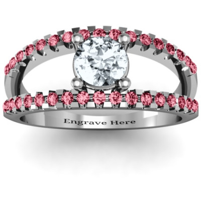 Split Shank Circle and Twin Accent Rows Ring - Name My Jewellery