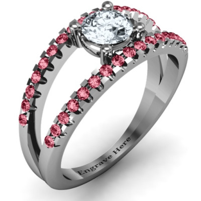 Split Shank Circle and Twin Accent Rows Ring - Name My Jewellery