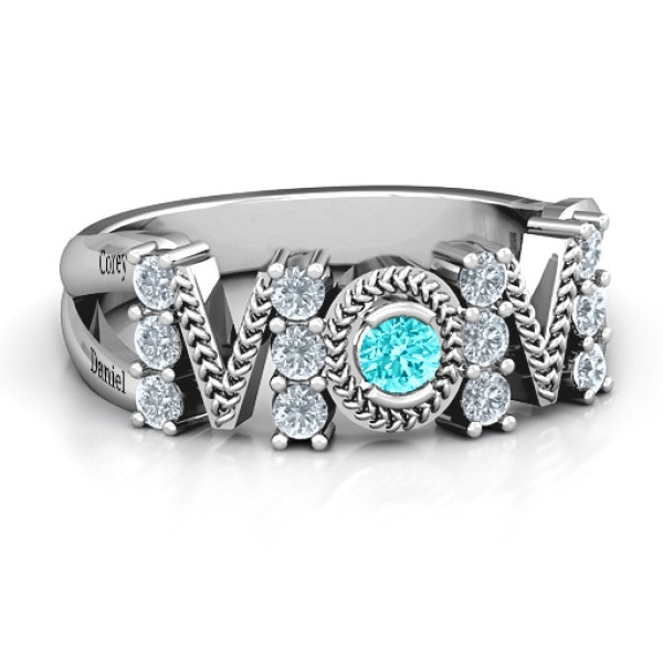 Split Shank Stone Filled MOM Ring  - Name My Jewellery