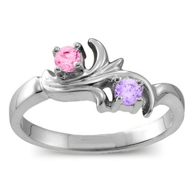Sterling Silver  Nouveau  Flame 2-6 Gemstones Ring  - Name My Jewellery