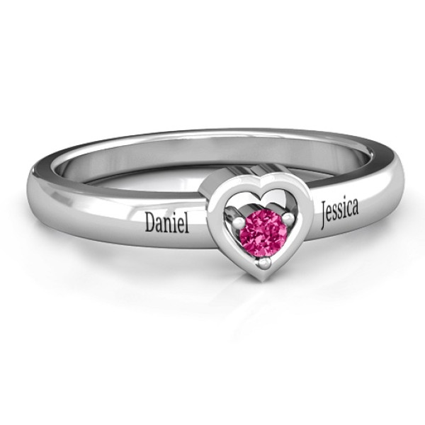 Sterling Silver  Solitaire  Heart Ring - Name My Jewellery