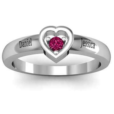 Sterling Silver  Solitaire  Heart Ring - Name My Jewellery