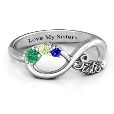 Sterling Silver 2-4 Stone Sisters Infinity Ring  - Name My Jewellery