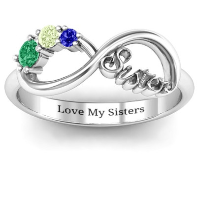 Sterling Silver 2-4 Stone Sisters Infinity Ring  - Name My Jewellery