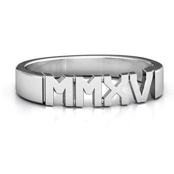 Sterling Silver 2015 Roman Numeral Graduation Ring - Name My Jewellery