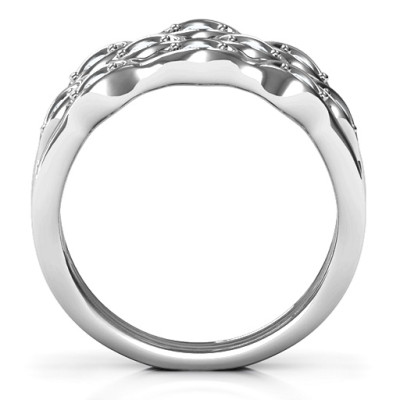 Sterling Silver 3 Tier Wave Ring - Name My Jewellery