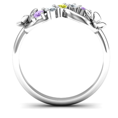 Sterling Silver 5 Stone Infinity with Soaring Butterflies  - Name My Jewellery