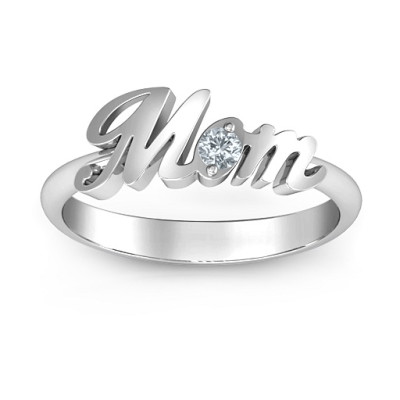 Sterling Silver All About Mom Birthstone Ring  - Name My Jewellery