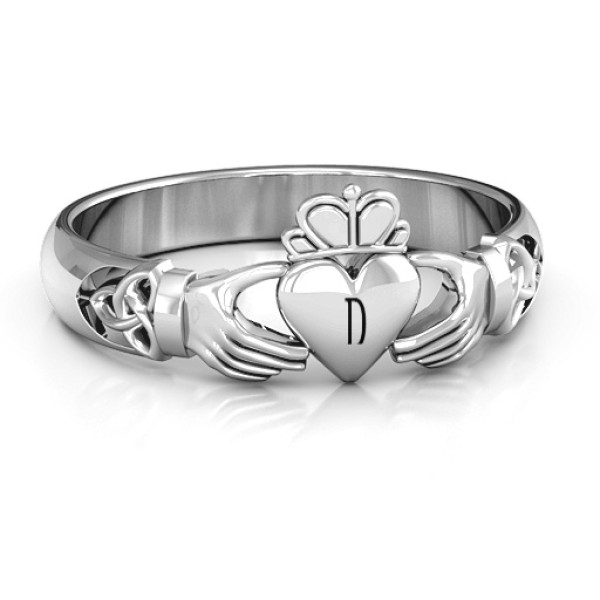 Sterling Silver Celtic Knotted Claddagh Ring - Name My Jewellery
