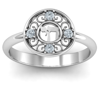 Sterling Silver Chai Filigree Ring - Name My Jewellery