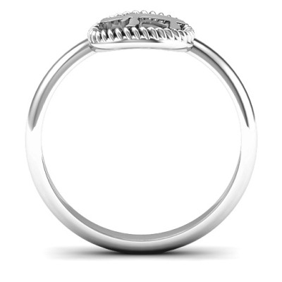 Sterling Silver Chai with Braided Halo Ring - Name My Jewellery