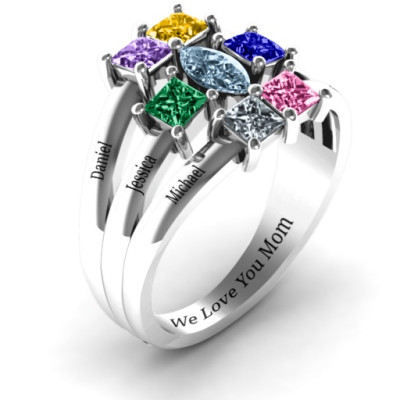 Sterling Silver Charlotte Centre Marquise and Princess Ring - Name My Jewellery