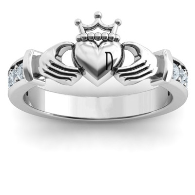 Sterling Silver Classic Claddagh Ring with Accents - Name My Jewellery