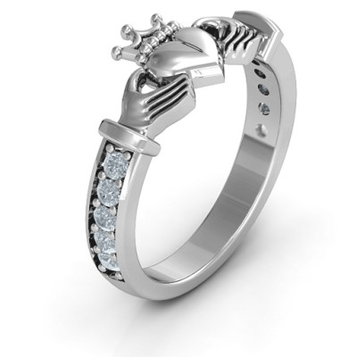 Sterling Silver Classic Claddagh Ring with Accents - Name My Jewellery