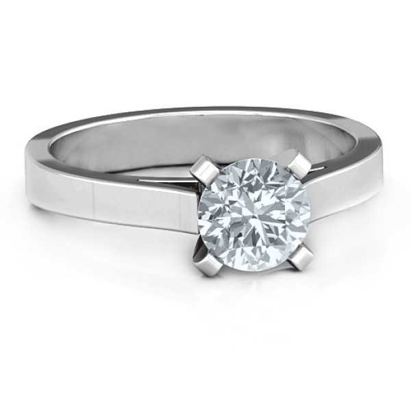 Sterling Silver Classic Solitaire Ring - Name My Jewellery