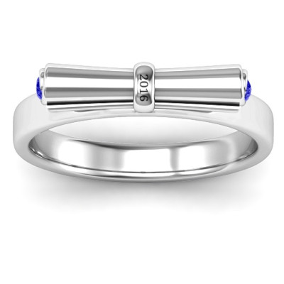Sterling Silver Diploma Scroll Graduation Ring - Name My Jewellery