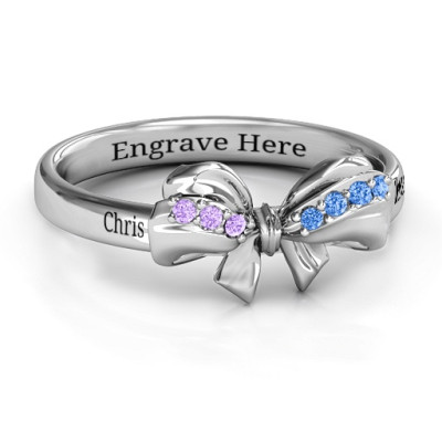 Sterling Silver Fancy Stone Set Bow Ring  - Name My Jewellery