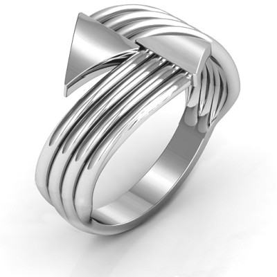 Sterling Silver Geometric Arrows and Triangles Bypass Ring - Name My Jewellery