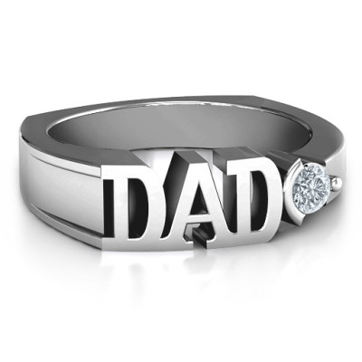 Sterling Silver Greatest Dad Birthstone Men's Ring with Peridot (Simulated) Stone  - Name My Jewellery