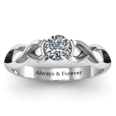 Sterling Silver Half Bezel Infinity Ring - Name My Jewellery