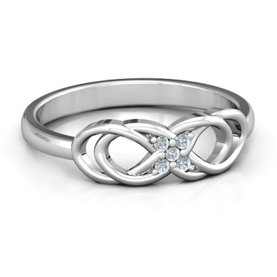 Sterling Silver Infinity Knot Ring with Accents - Name My Jewellery