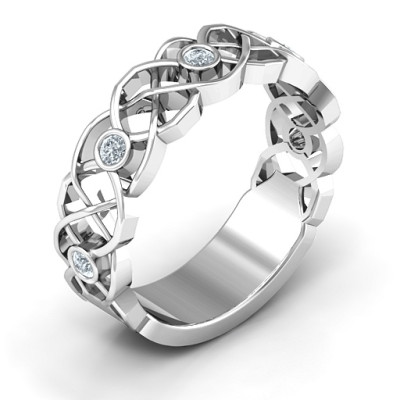 Sterling Silver Intertwined Love Band Ring - Name My Jewellery