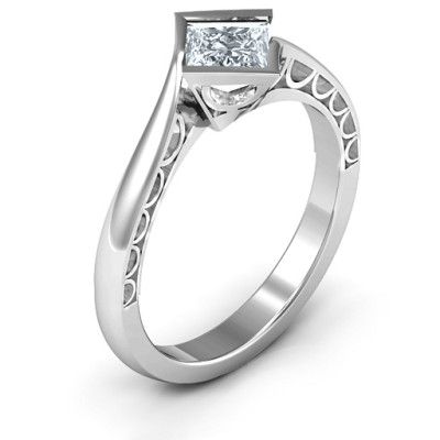 Sterling Silver Krista Princess Cut Ring - Name My Jewellery