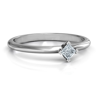 Sterling Silver L-Shaped Princess Ring - Name My Jewellery