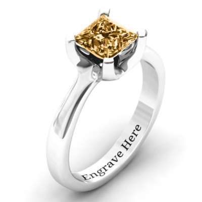 Sterling Silver Large Princess Solitaire Ring - Name My Jewellery