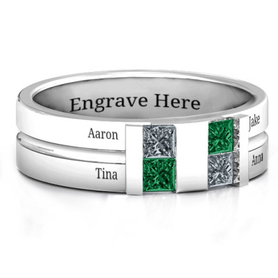 Sterling Silver Leonidas Grooved Men's Ring - Name My Jewellery