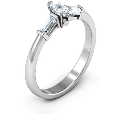 Sterling Silver Marquise Cut Love Ring - Name My Jewellery