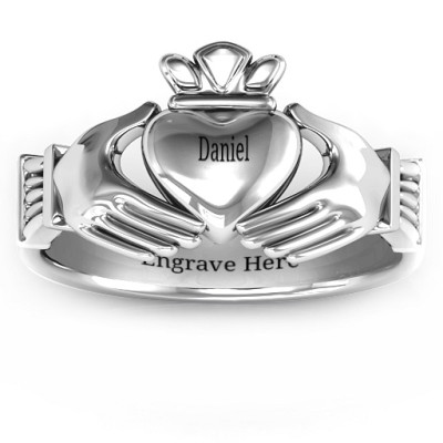 Sterling Silver Men's Classic Celtic Claddagh Ring - Name My Jewellery