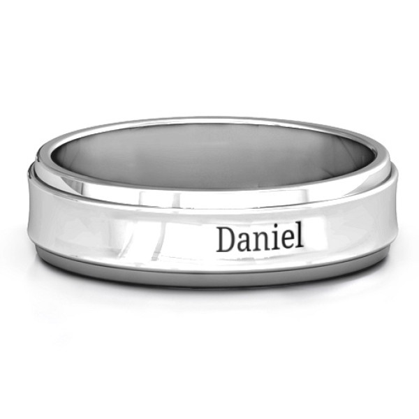 Sterling Silver Menelaus Bevelled Concave Men's Ring - Name My Jewellery