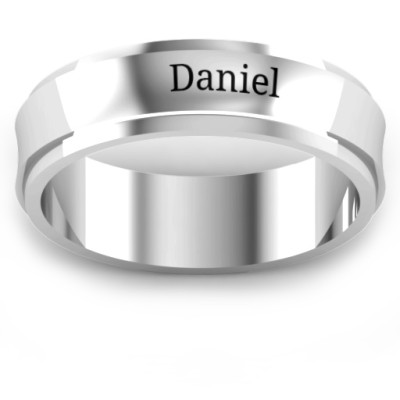 Sterling Silver Menelaus Bevelled Concave Men's Ring - Name My Jewellery