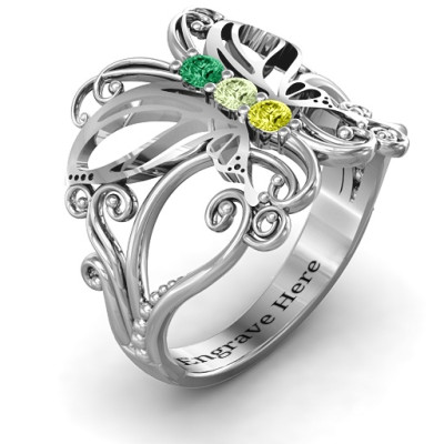 Sterling Silver Precious Butterfly Ring - Name My Jewellery